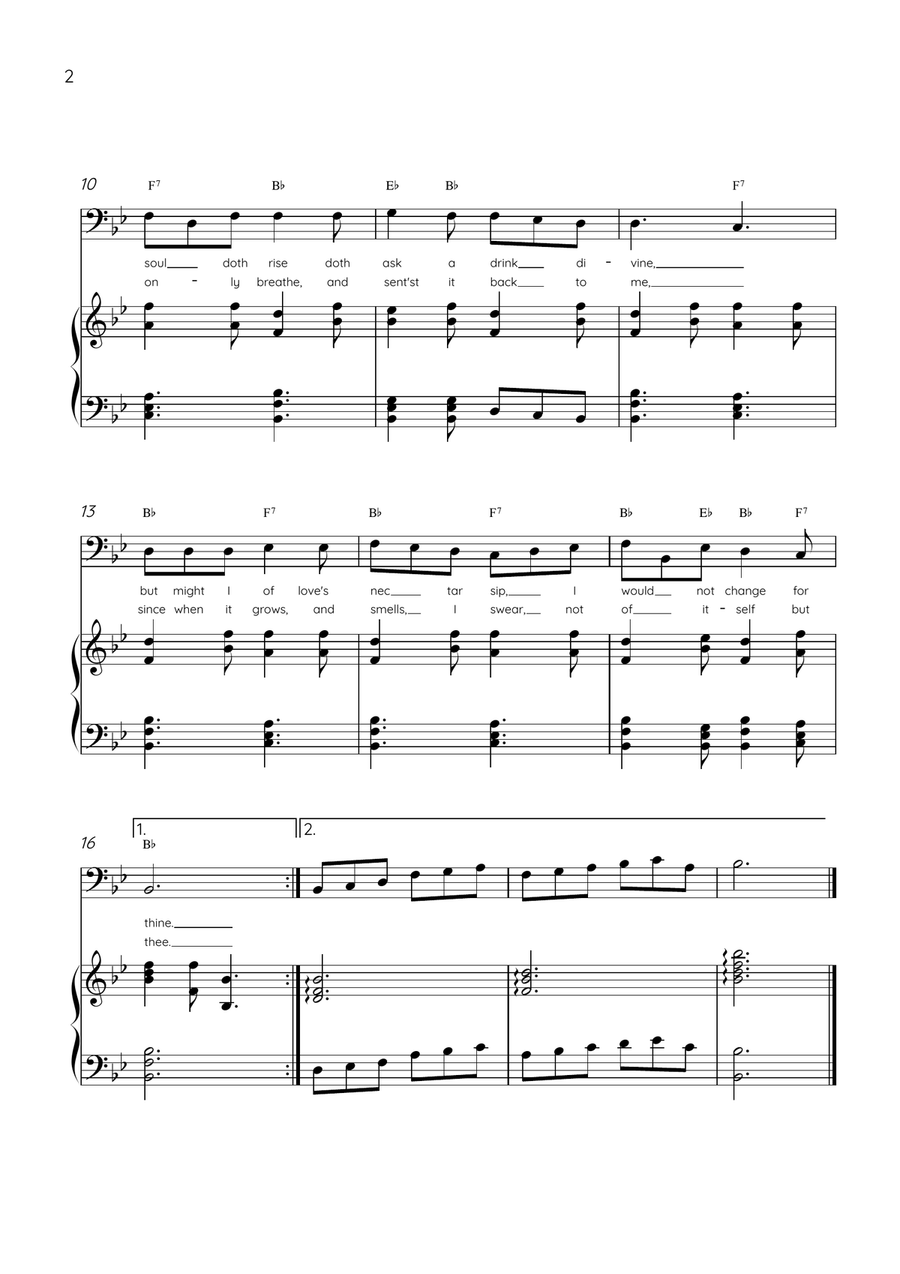 Drink To Me Only With Thine Eyes - Cello & Piano in Bb Major With Lyrics & Chords Piano scores gallery preview page 2