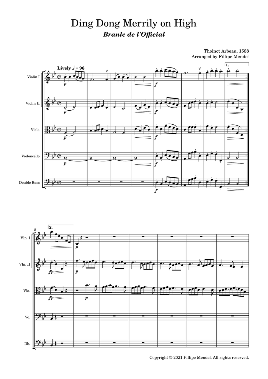 Ding Dong Merrily on High String Orchestra scores gallery preview page 1