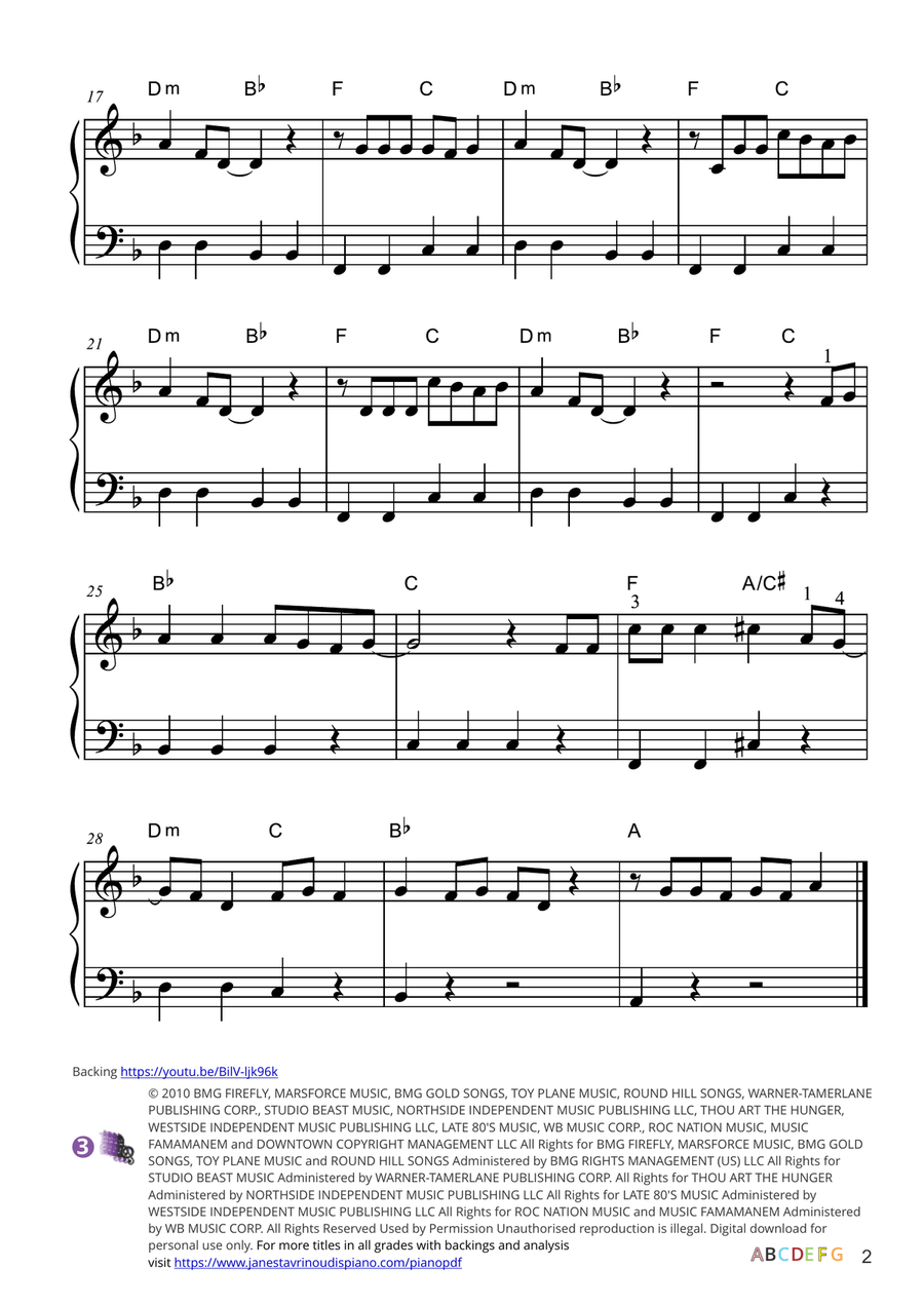 Grenade Piano Solo scores gallery preview page 2