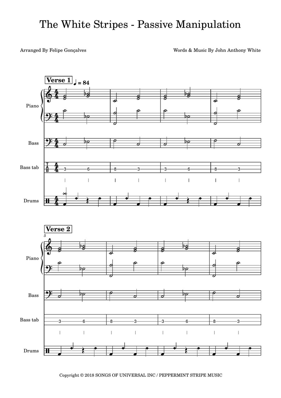 Passive Manipulation Passive Manipulation Bass Guitar scores gallery preview page 1