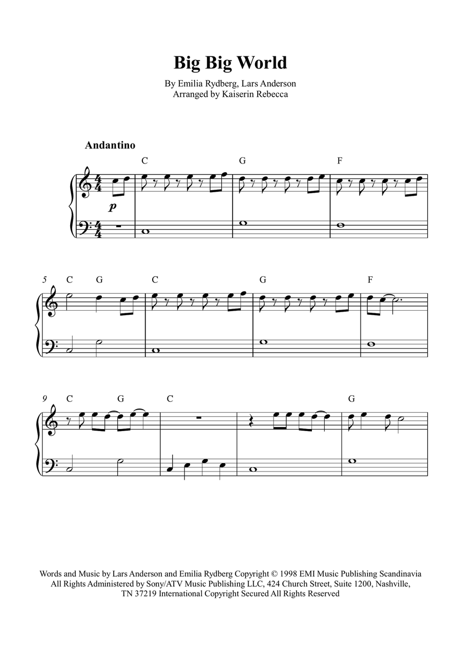 Big Big World Big Big World Piano Method scores gallery preview page 1