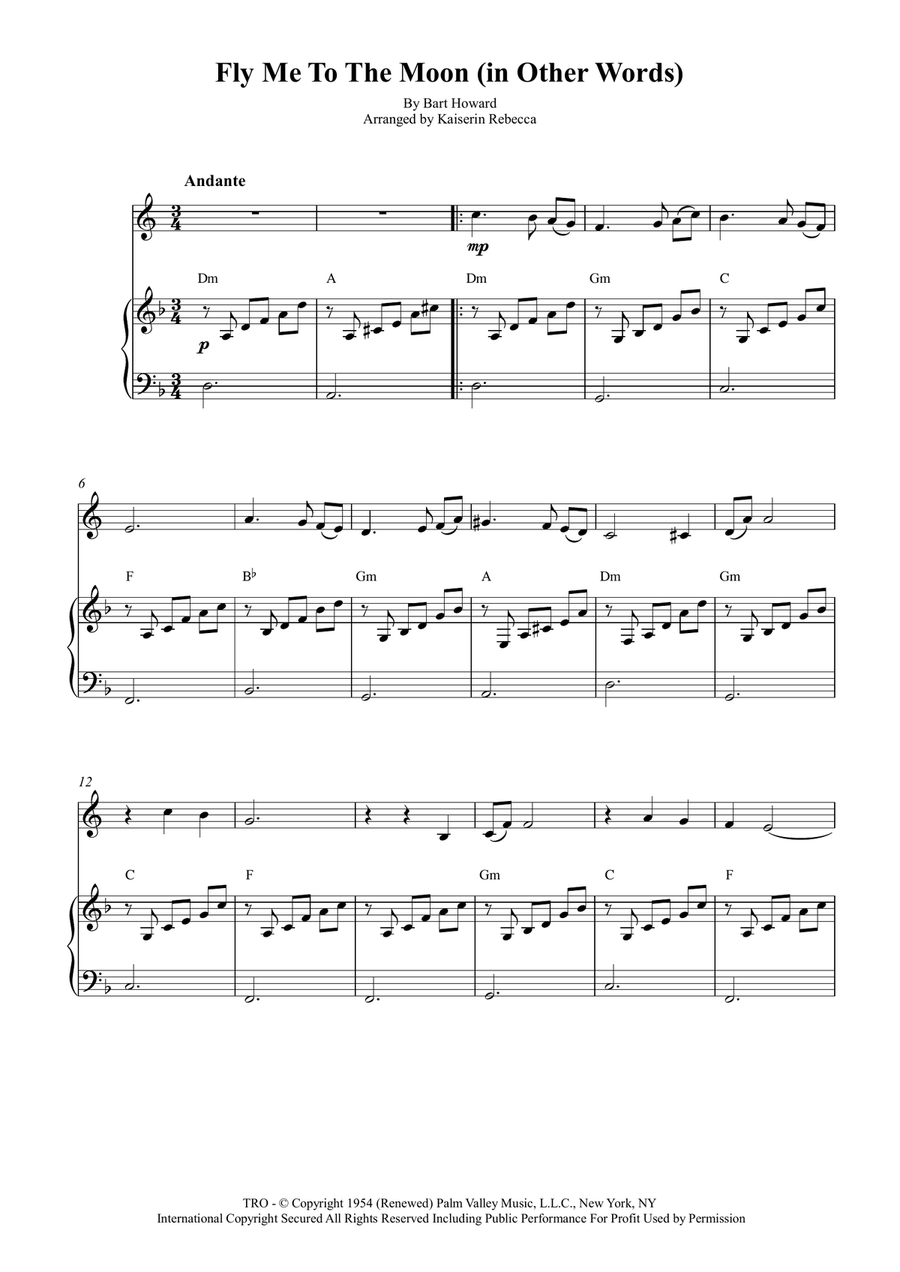Fly Me To The Moon (In Other Words) English Horn scores gallery preview page 1
