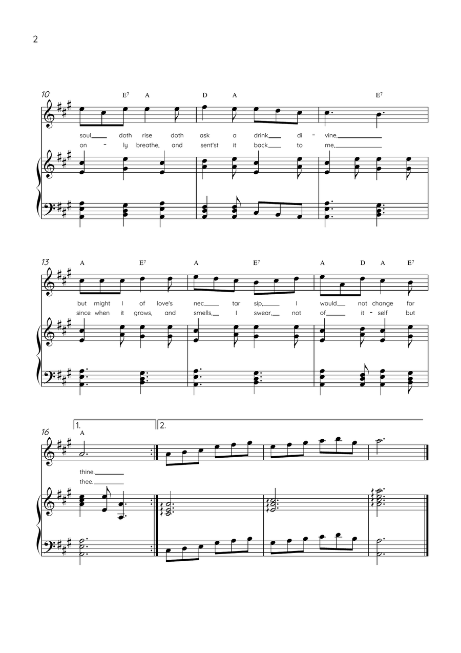 Drink To Me Only With Thine Eyes - Piccolo & Piano in A Major With Lyrics & Chords Piccolo - Digital Sheet Music page 2
