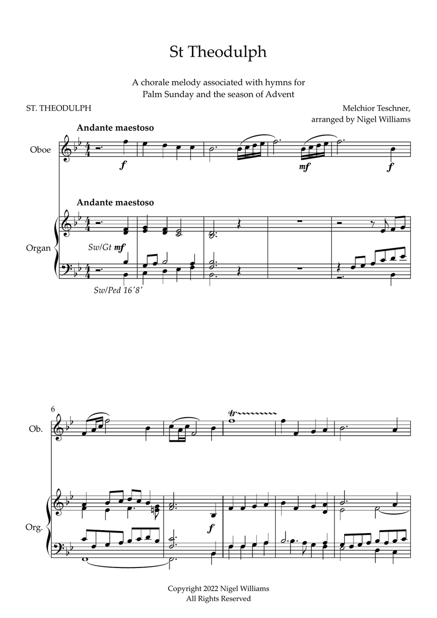 St. Theodulph, for Oboe and Organ Organ scores gallery preview page 1