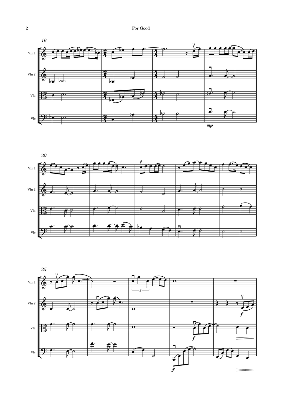 For Good For Good String Quartet scores gallery preview page 2