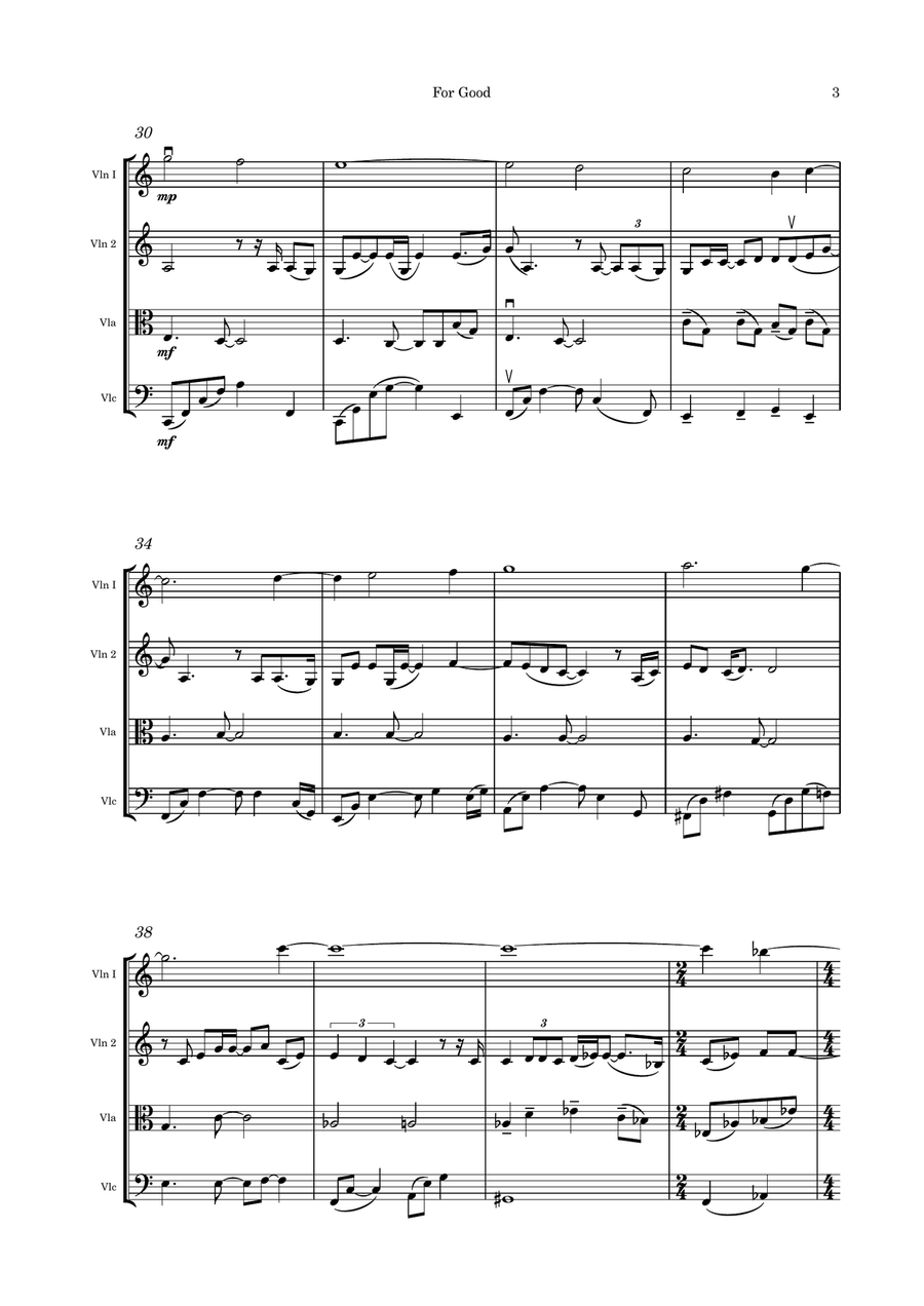 For Good For Good String Quartet scores gallery preview page 3