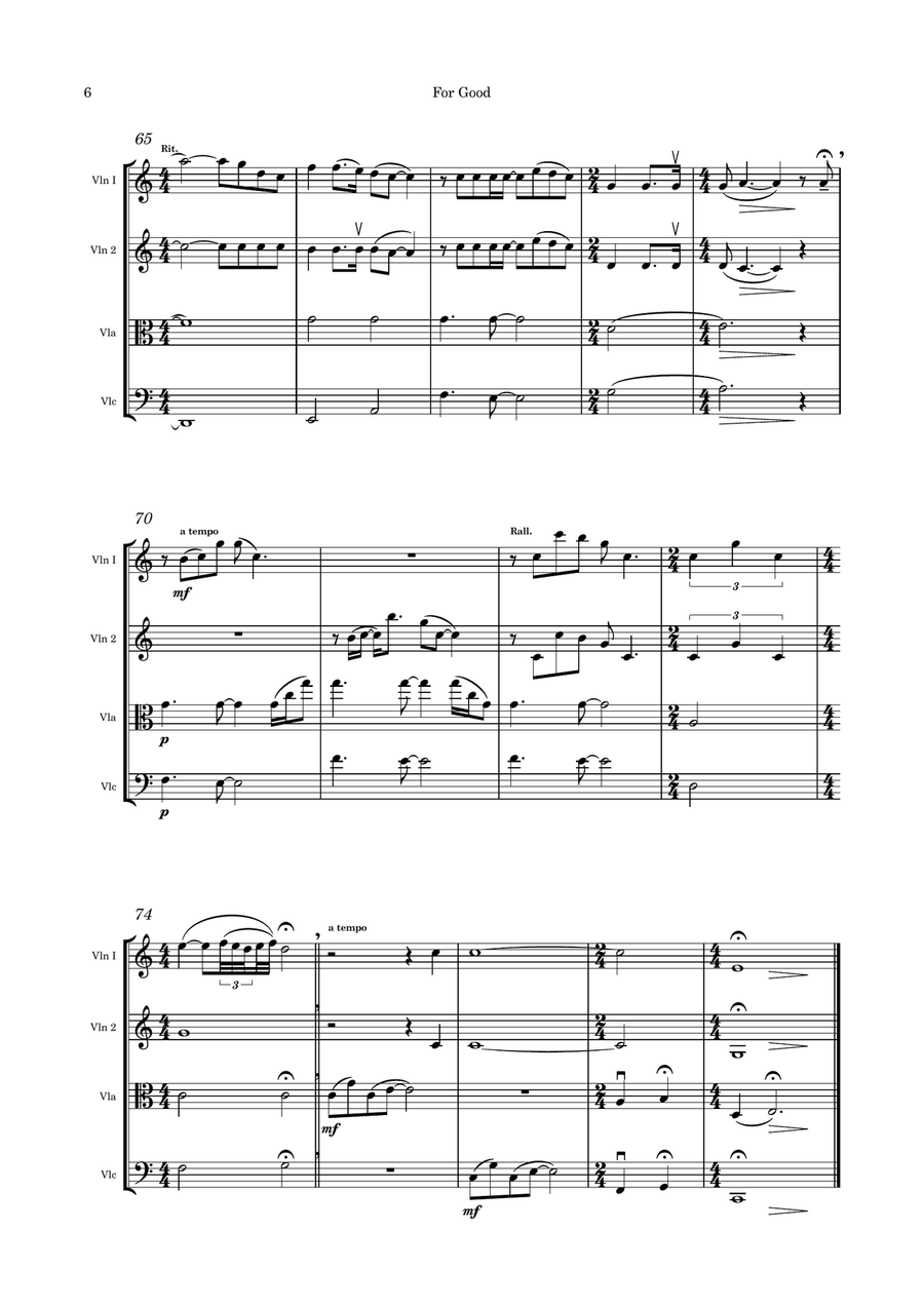 For Good For Good String Quartet scores gallery preview page 6
