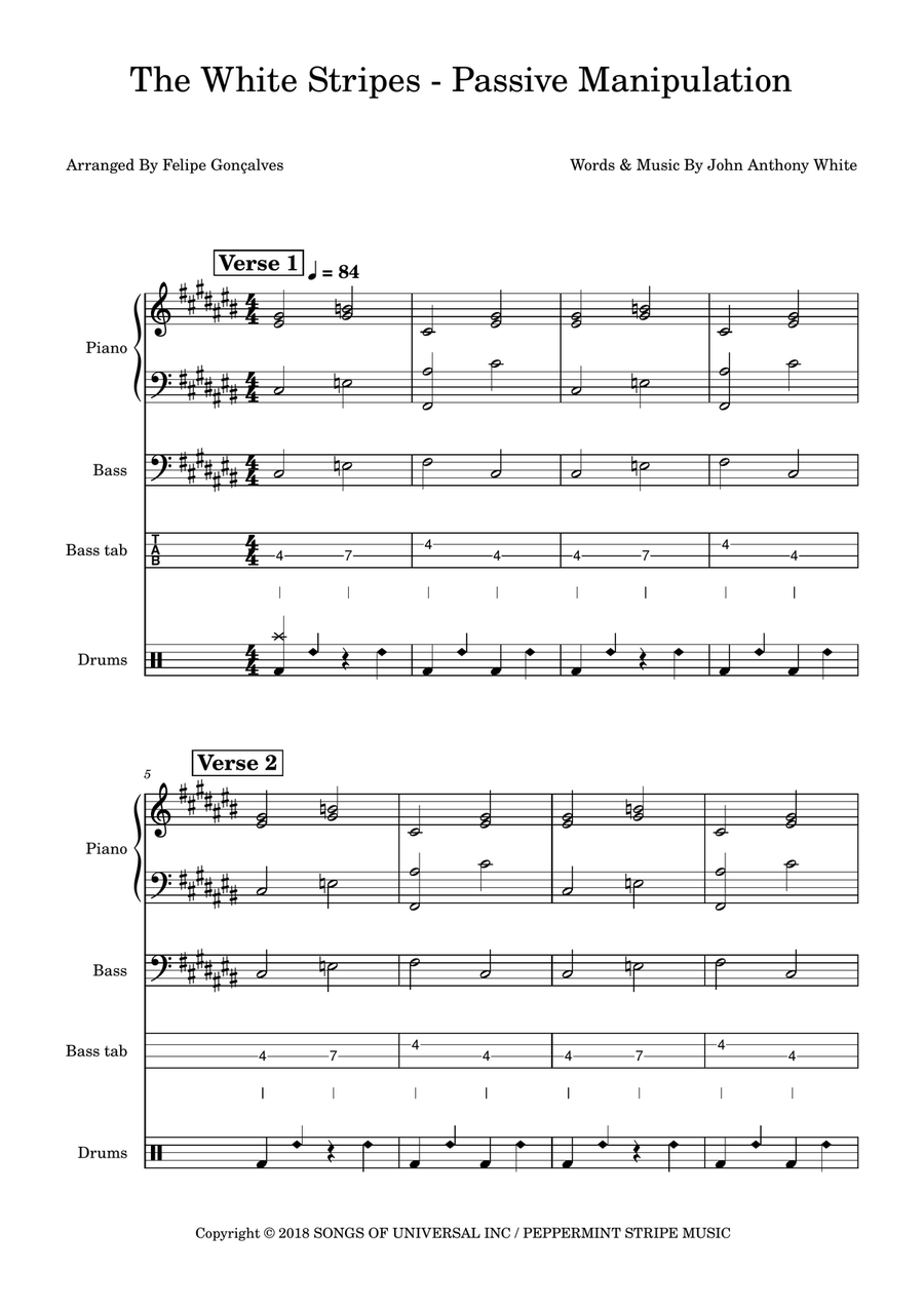 Passive Manipulation Passive Manipulation Bass Guitar scores gallery preview page 1