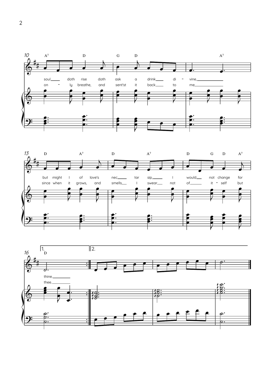 Drink To Me Only With Thine Eyes - Trumpet & Piano in C Major With Lyrics & Chords B-Flat Trumpet scores gallery preview page 2