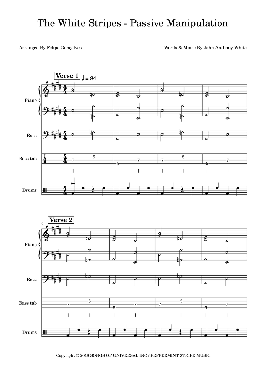 Passive Manipulation Passive Manipulation Bass Guitar scores gallery preview page 1
