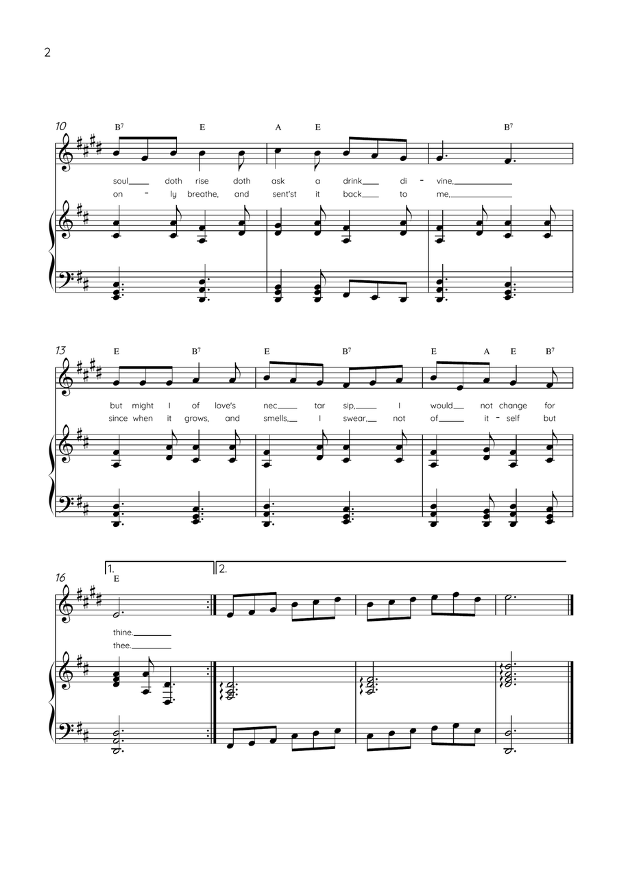 Drink To Me Only With Thine Eyes - Trumpet & Piano in D Major With Lyrics & Chords B-Flat Trumpet scores gallery preview page 2