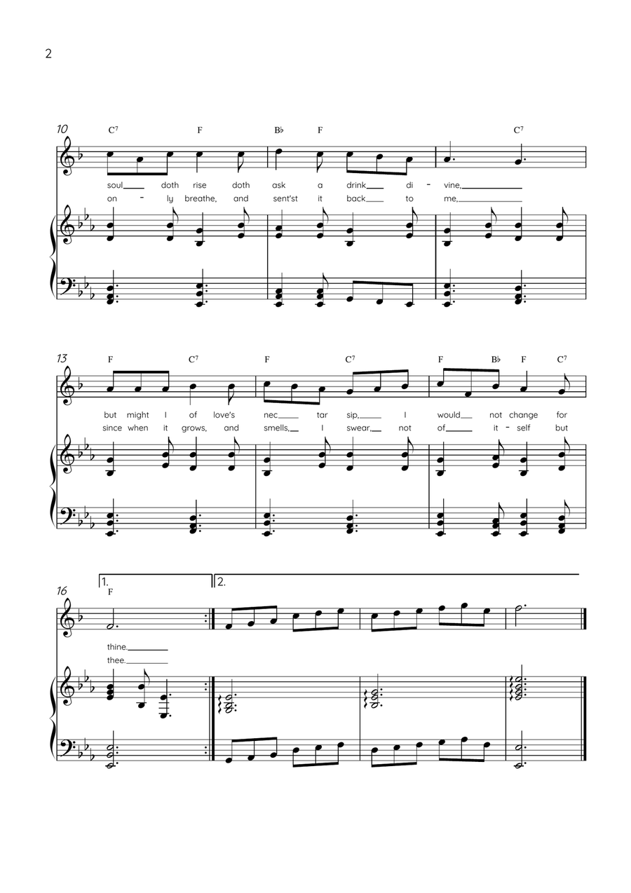 Drink To Me Only With Thine Eyes - Trumpet & Piano in Eb Major With Lyrics & Chords B-Flat Trumpet scores gallery preview page 2