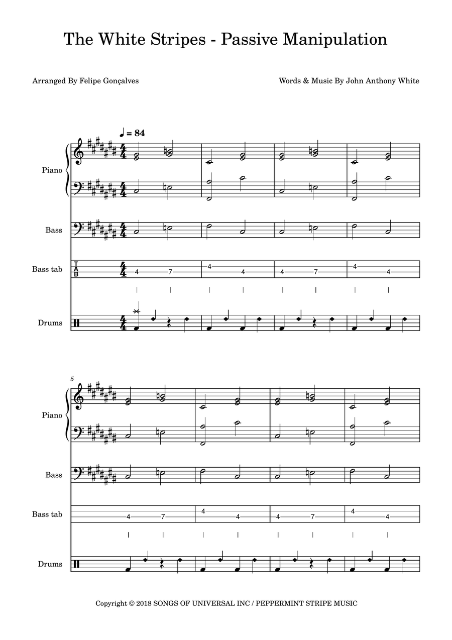 Passive Manipulation Passive Manipulation Bass Guitar scores gallery preview page 1