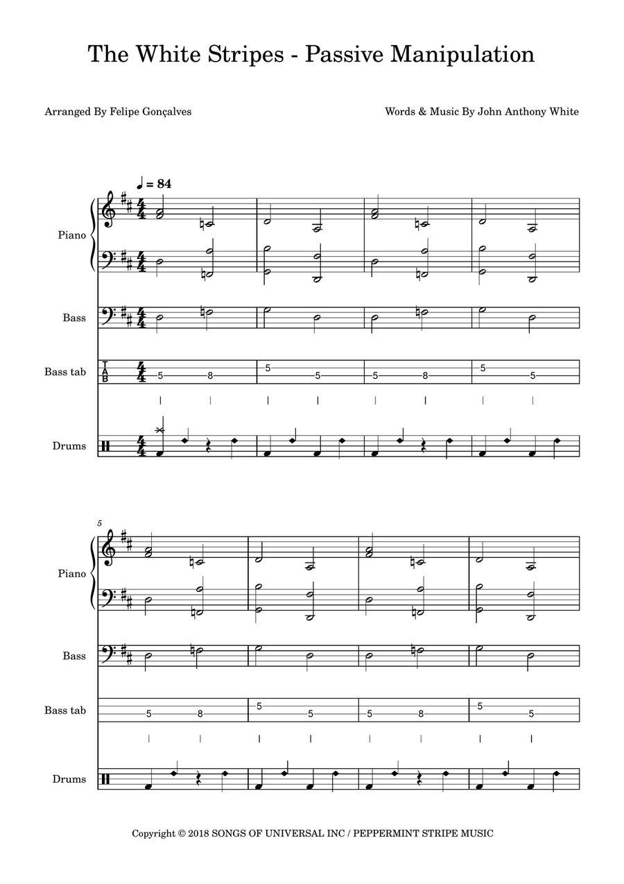 Passive Manipulation Passive Manipulation Bass Guitar scores gallery preview page 1