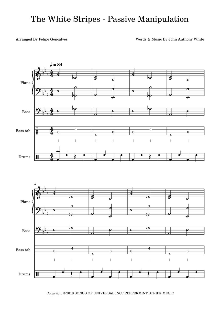 Passive Manipulation Passive Manipulation Bass Guitar scores gallery preview page 1