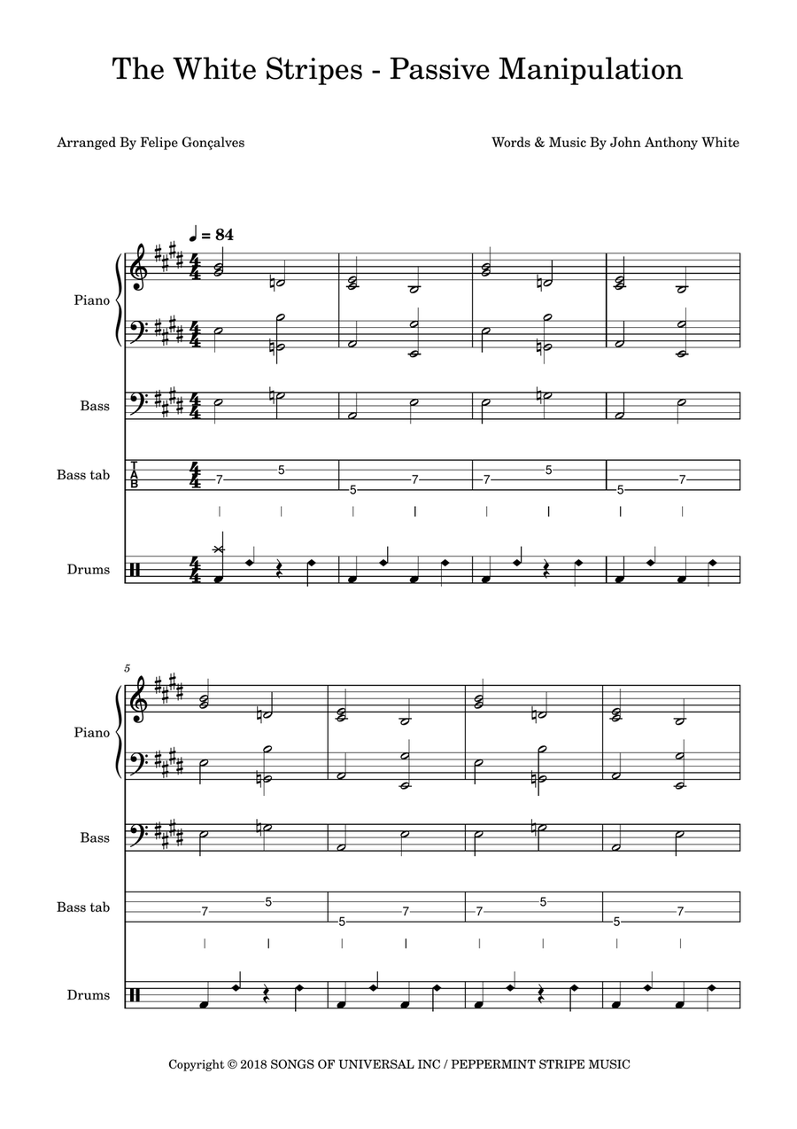 Passive Manipulation Passive Manipulation Bass Guitar scores gallery preview page 1