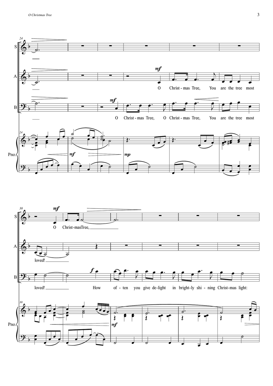 O Christmas Tree 3-Part scores gallery preview page 3
