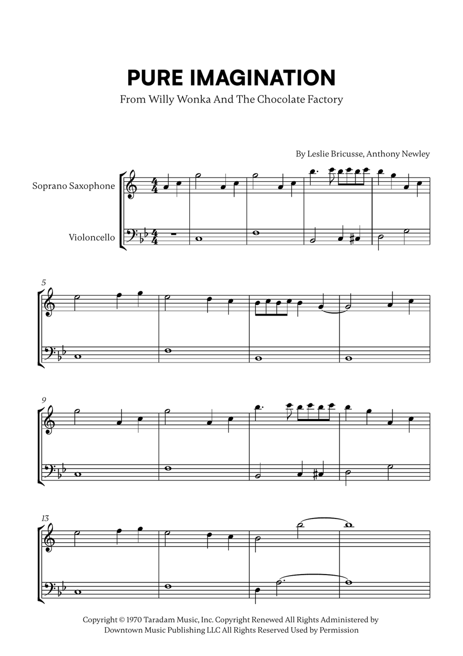 Pure Imagination Pure Imagination Soprano Saxophone scores gallery preview page 1