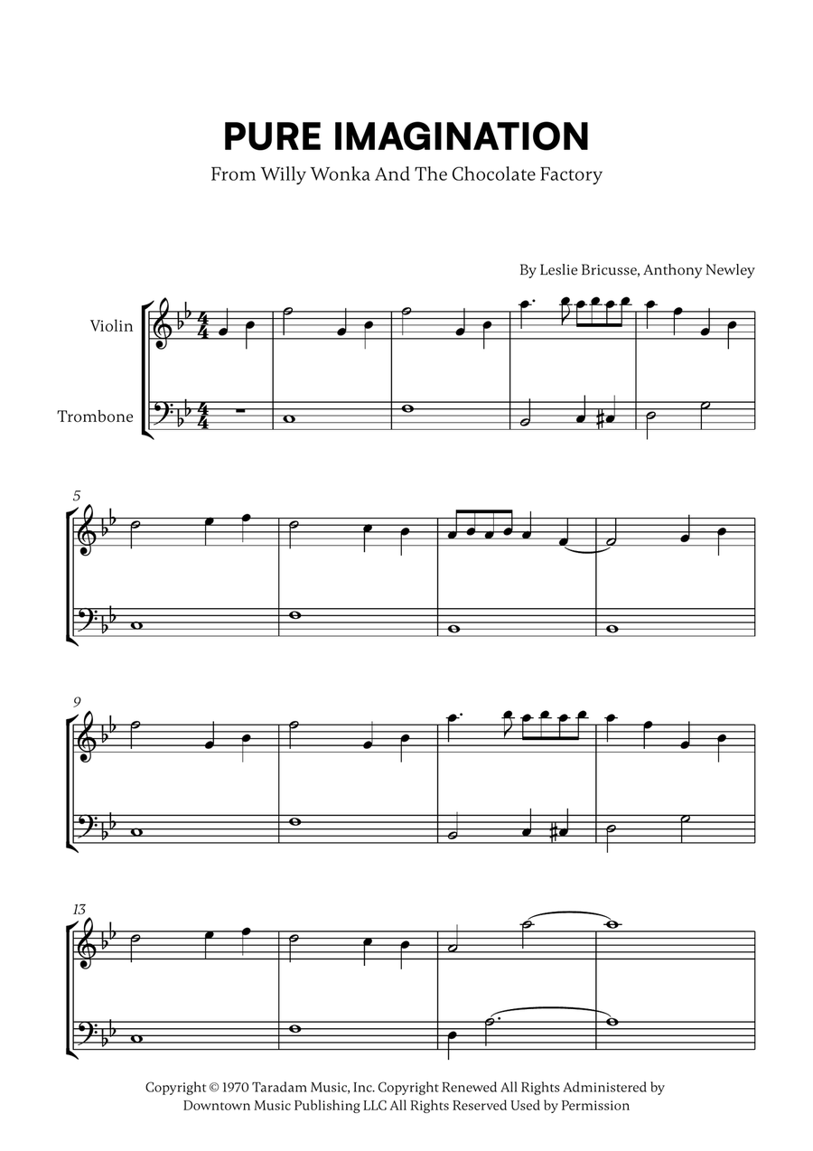 Pure Imagination Pure Imagination Trombone scores gallery preview page 1