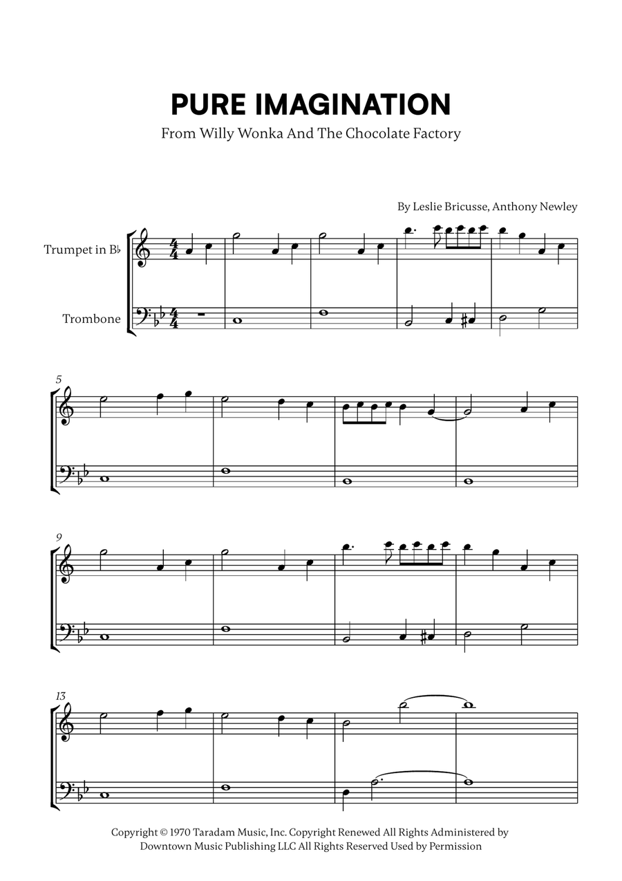 Pure Imagination Pure Imagination Brass Duet scores gallery preview page 1