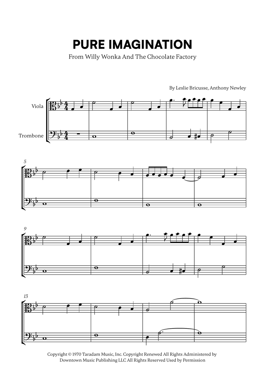 Pure Imagination Pure Imagination Trombone scores gallery preview page 1