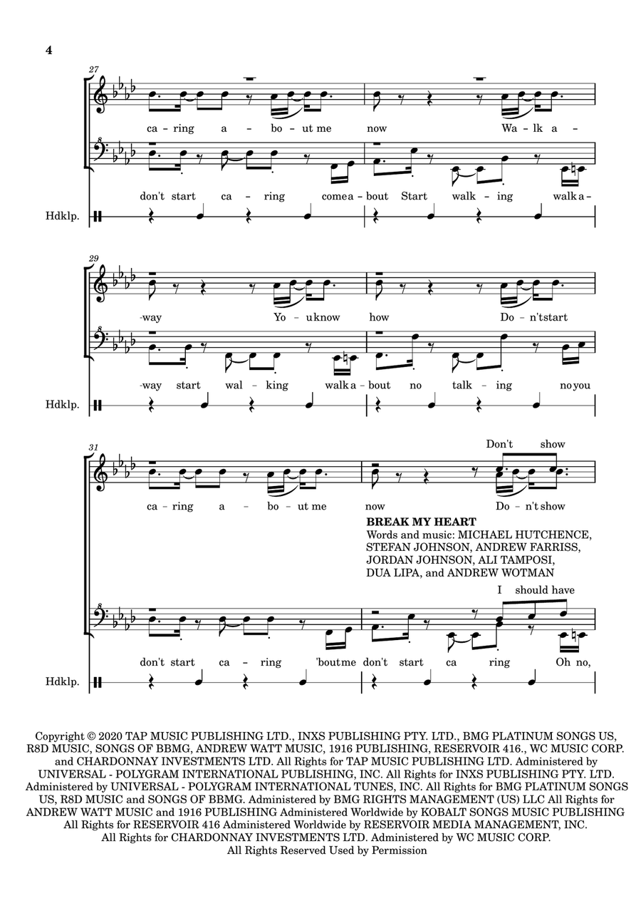 Medley: Don't Start Now with Break My Heart, Levitating, and Dance The Night SSAA scores gallery preview page 4
