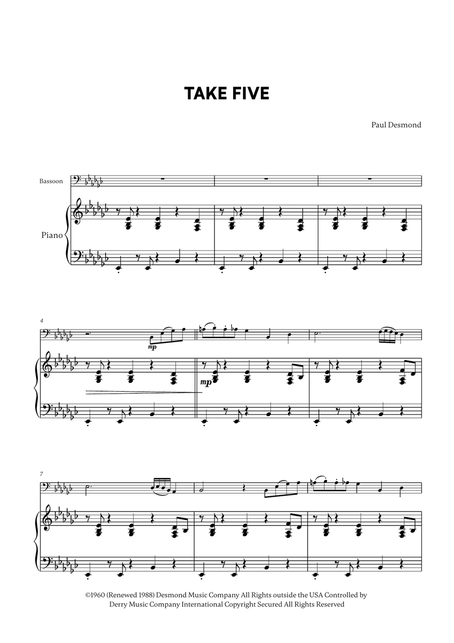 Take Five Take Five Bassoon scores gallery preview page 1