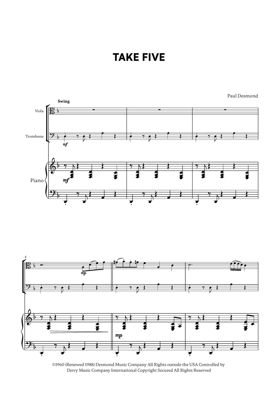 Take Five Take Five Trombone scores gallery preview page 1