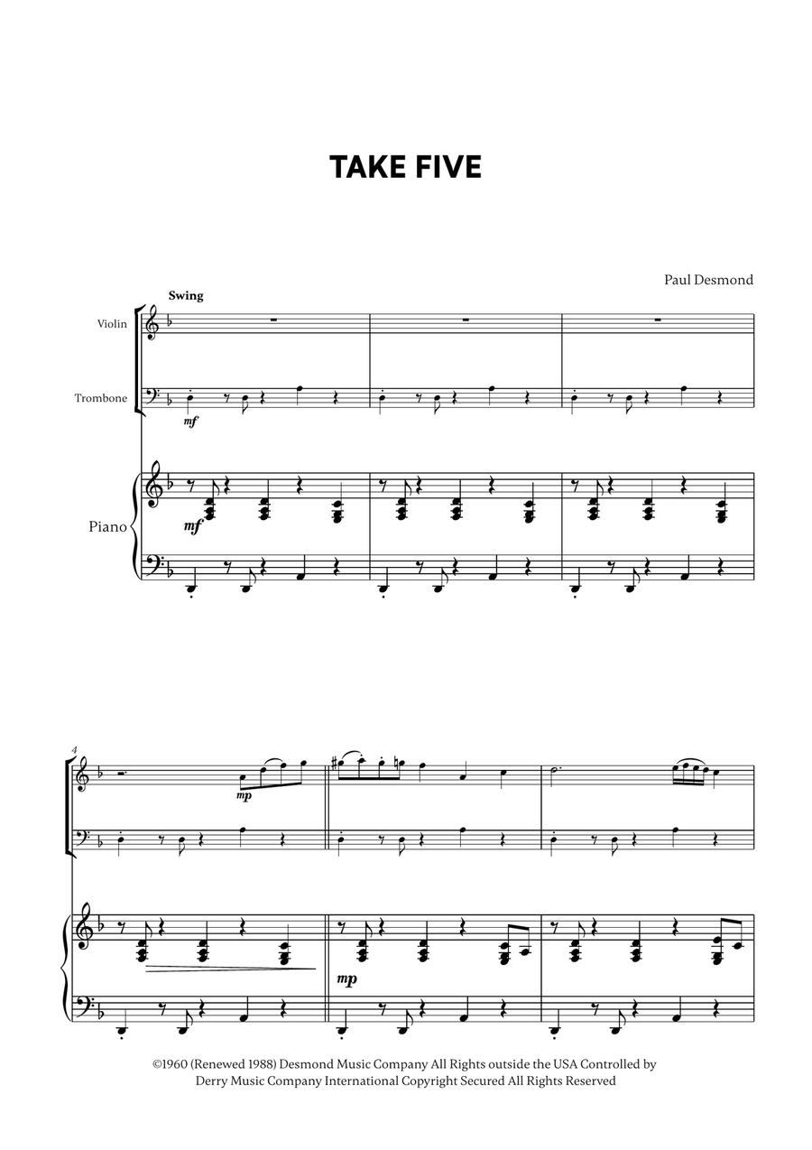 Take Five Take Five Trombone scores gallery preview page 1