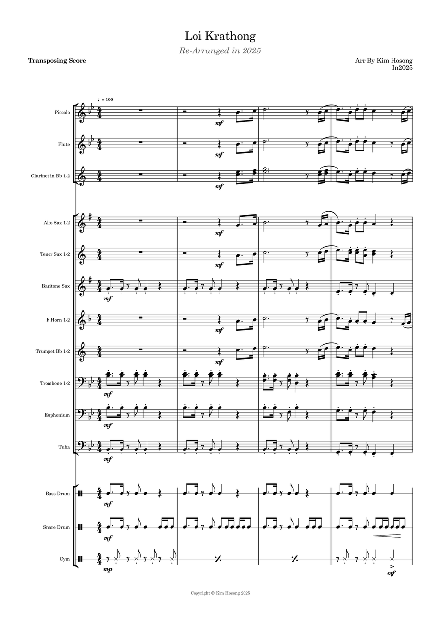 Loy Krathong Marching Band Marching Band scores gallery preview page 1