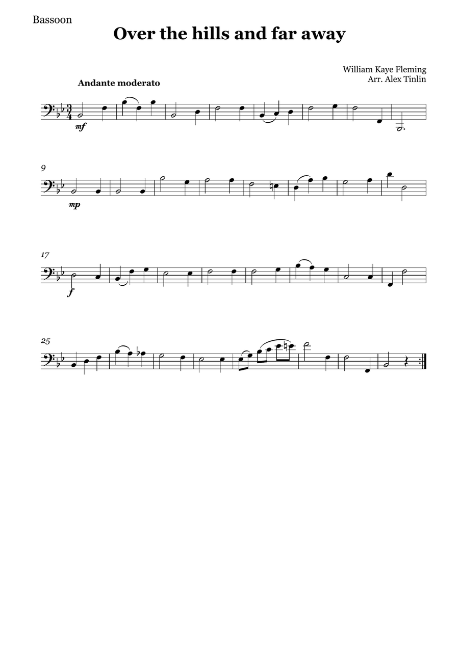 Over the hills and far away Woodwind Quartet scores gallery preview page 4