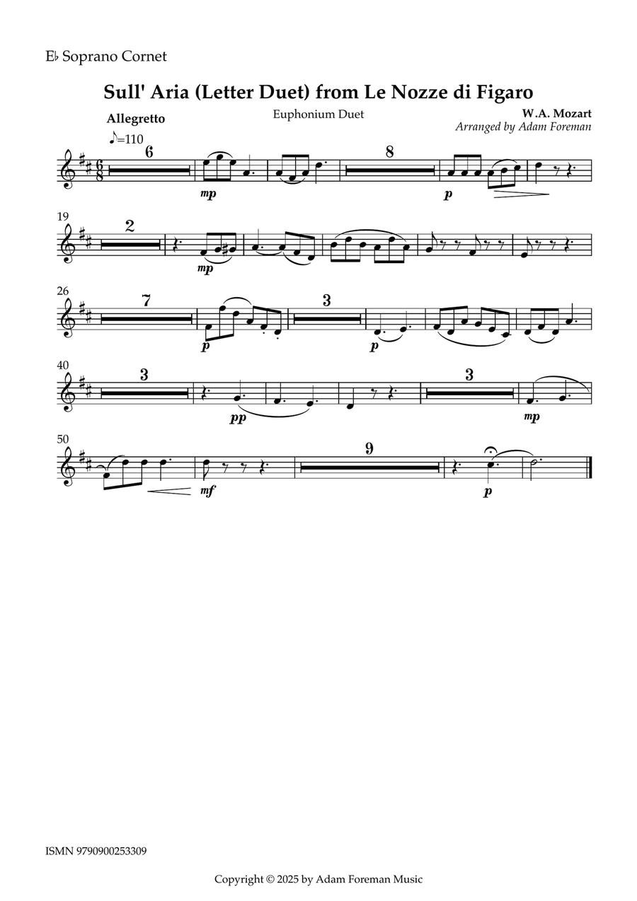 Euphonium Duet - Sull' Aria (Letter Duet) from Le Nozze di Figaro Brass Band scores gallery preview page 6
