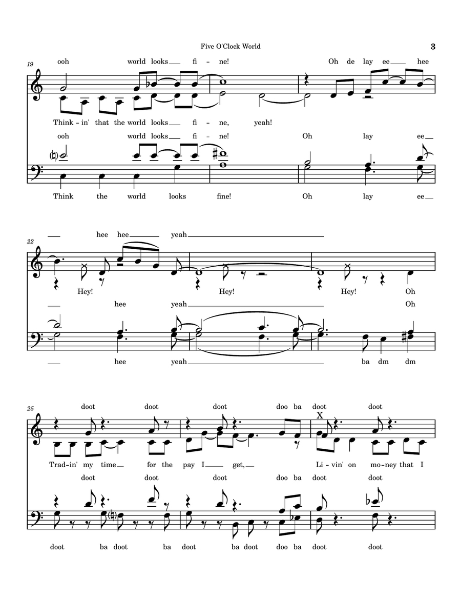 Five O'clock World Five O'clock World 4-Part scores gallery preview page 3