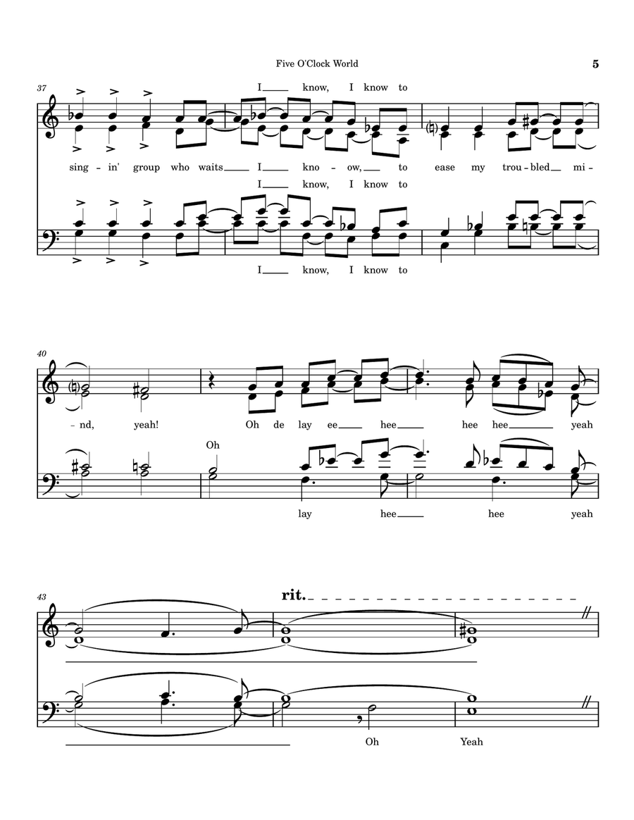 Five O'clock World Five O'clock World 4-Part scores gallery preview page 5
