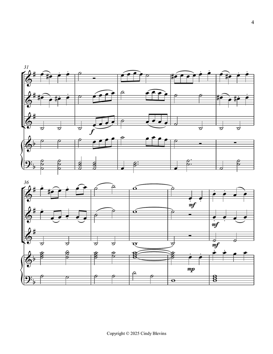 Pat-a-pan, for Three Clarinets and Piano Small Ensemble scores gallery preview page 5