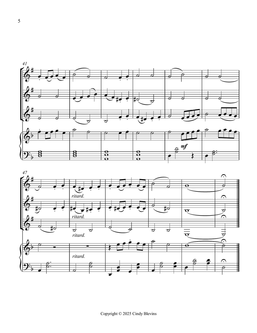 Pat-a-pan, for Three Clarinets and Piano Small Ensemble scores gallery preview page 6