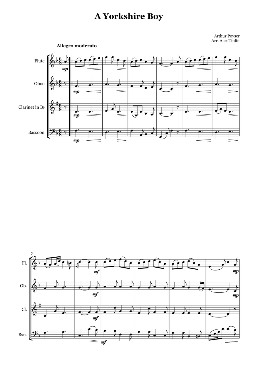 A Yorkshire Boy A Yorkshire Boy Woodwind Quartet scores gallery preview page 2