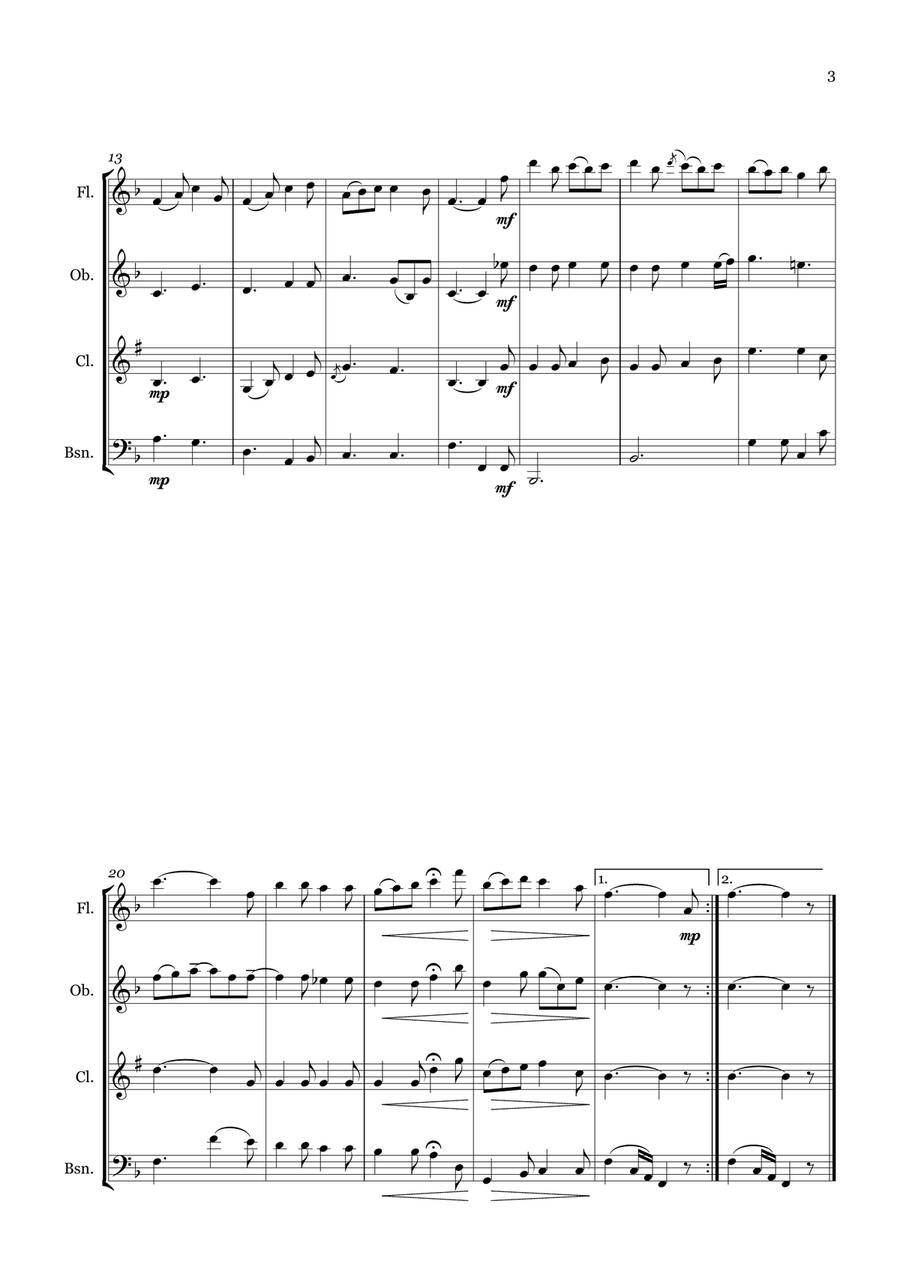 A Yorkshire Boy A Yorkshire Boy Woodwind Quartet scores gallery preview page 3