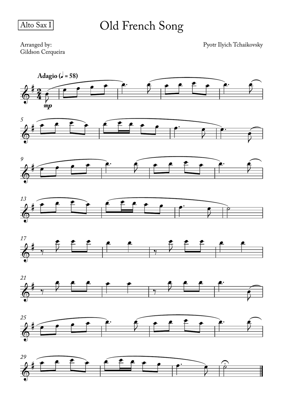 Old French Song Old French Song Saxophone Quartet scores gallery preview page 5