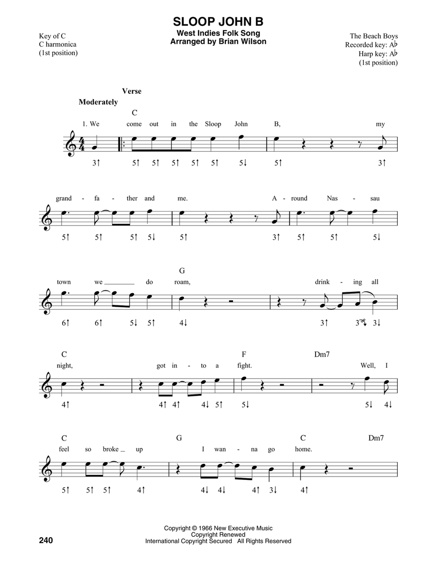 Sloop John B Sloop John B Harmonica scores gallery preview page 1