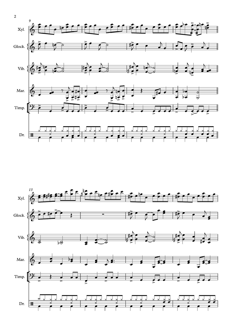 Log Cabin Blues for Xylophone Solo and Percussion Ensemble Percussion Ensemble scores gallery preview page 2