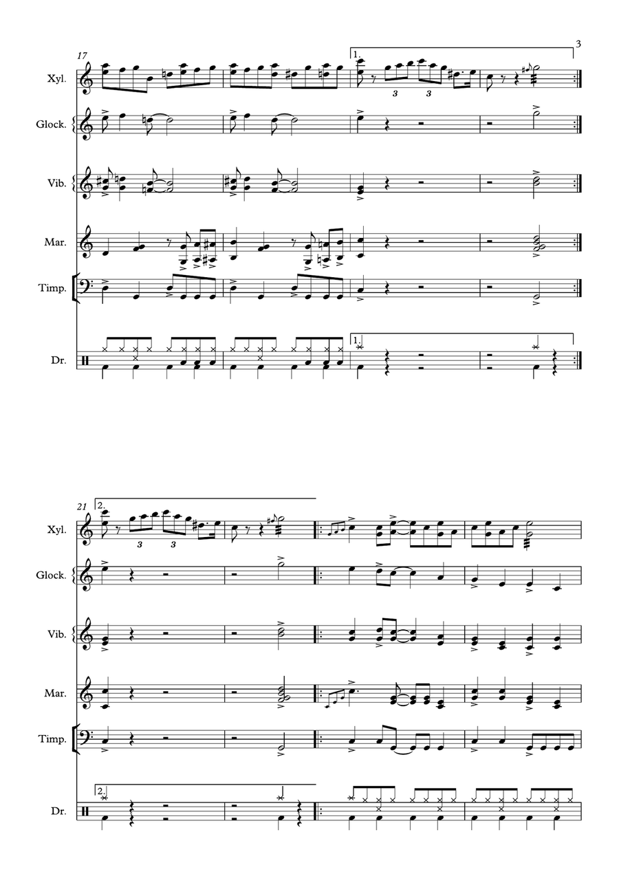 Log Cabin Blues for Xylophone Solo and Percussion Ensemble Percussion Ensemble scores gallery preview page 3