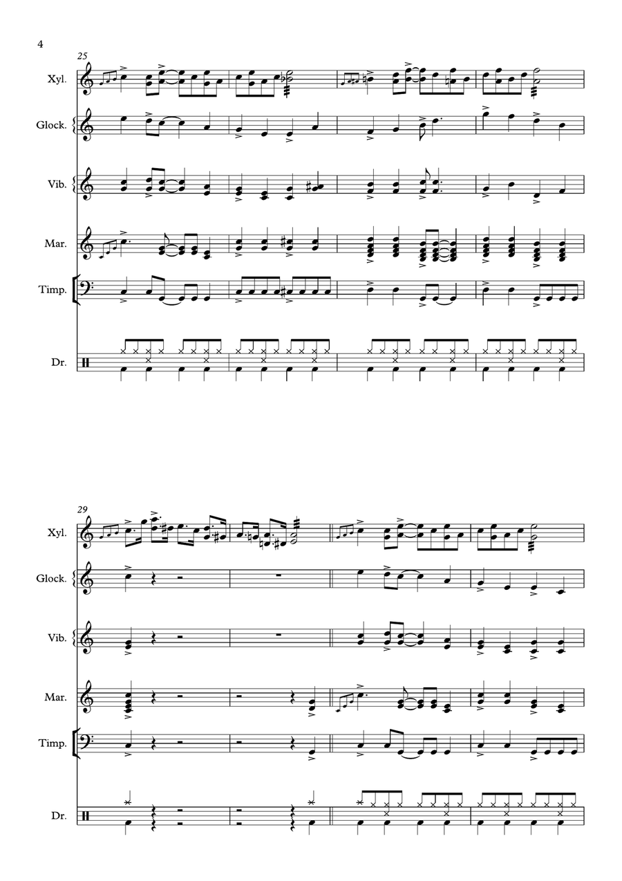 Log Cabin Blues for Xylophone Solo and Percussion Ensemble Percussion Ensemble scores gallery preview page 4