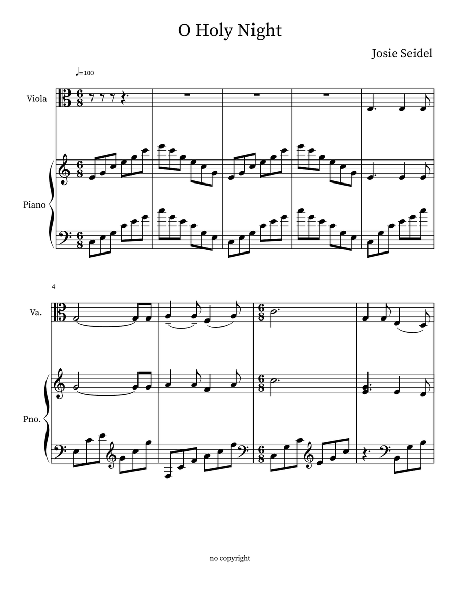 O Holy Night O Holy Night Viola scores gallery preview page 1