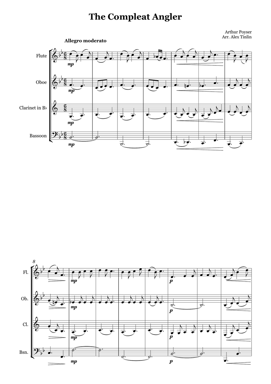 The Compleat Angler The Compleat Angler Woodwind Quartet scores gallery preview page 2