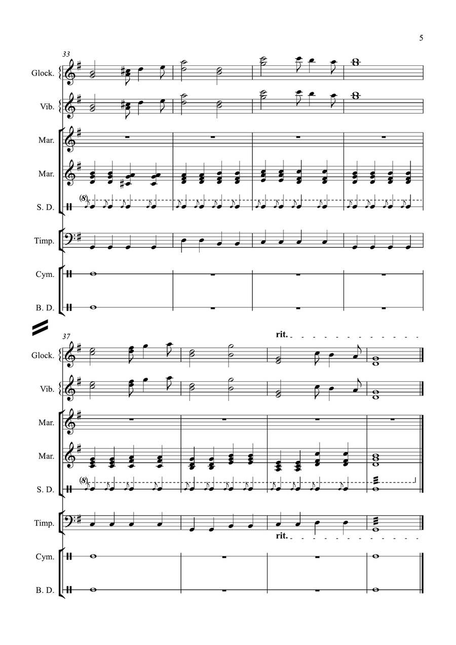 Pomp and Circumstance by Edward Elgar for Percussion Ensemble Percussion Ensemble scores gallery preview page 5