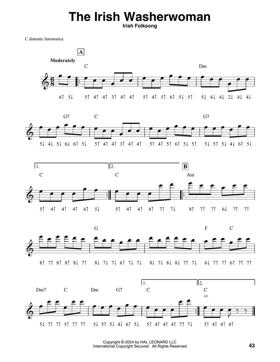 The Irish Washerwoman The Irish Washerwoman Harmonica scores gallery preview page 1