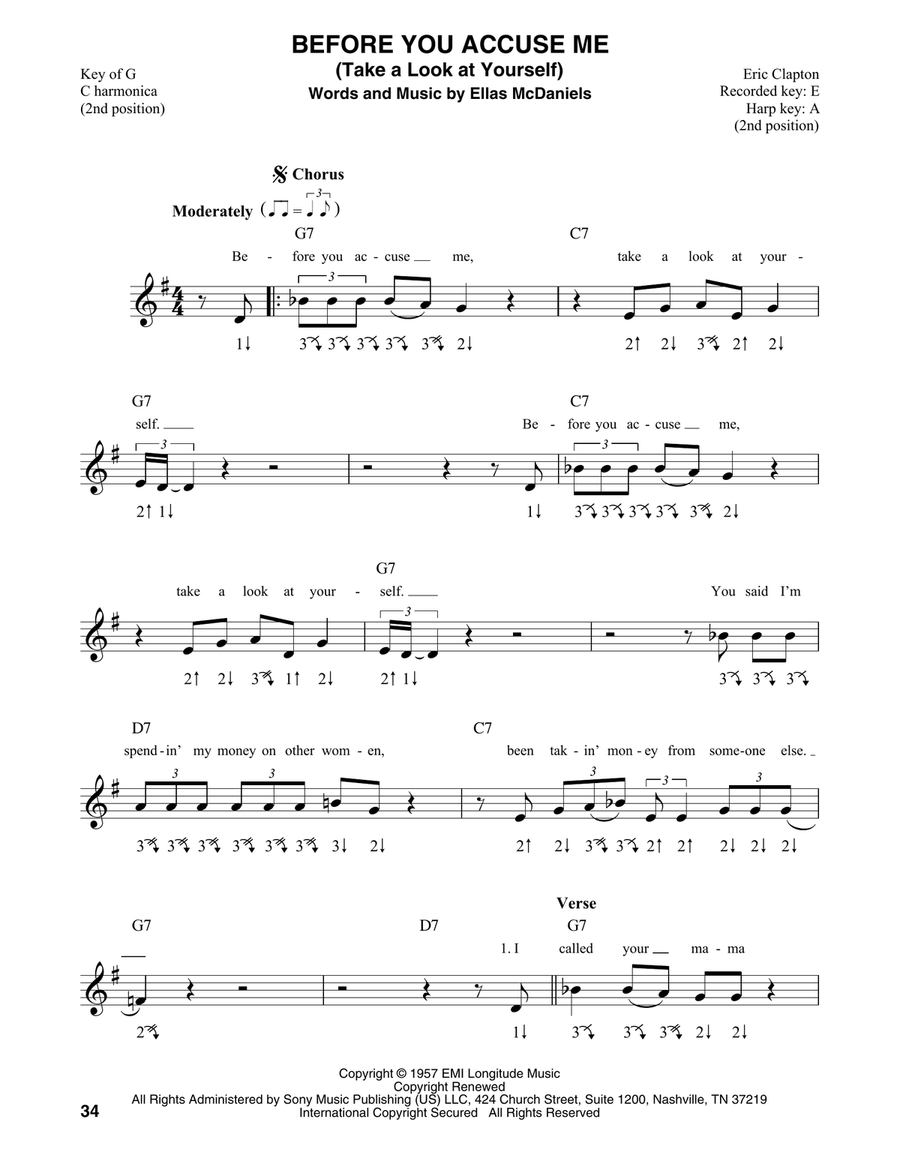 Before You Accuse Me (Take A Look At Yourself) Harmonica scores gallery preview page 1