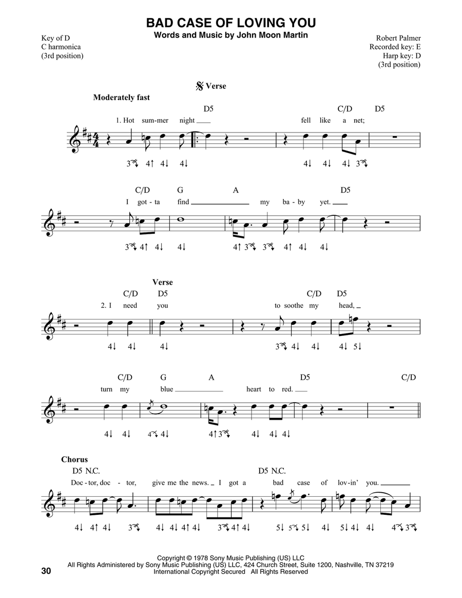 Bad Case Of Loving You Bad Case Of Loving You Harmonica scores gallery preview page 1