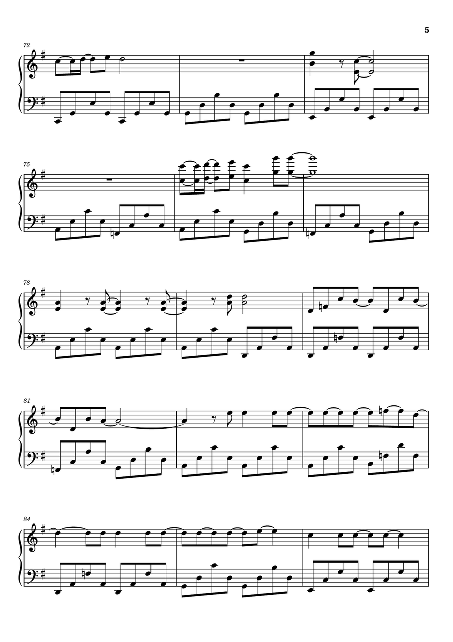 The Sun Always Shines On Tv Piano Solo scores gallery preview page 5